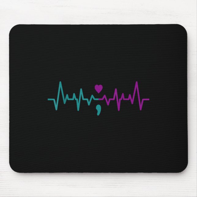 Suizidpräventionsbewusstsein Semikolon Bleib Herzs Mousepad (Vorne)