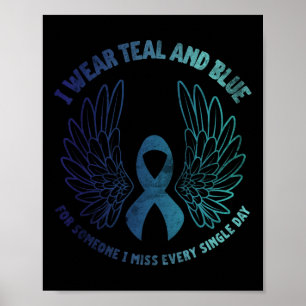 Suizidpräventionsbewusstsein Türkis und Blau bedrä Poster