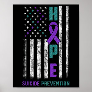 Suizidpräventionsbewusstsein USA-Flagge Türkis Lil Poster