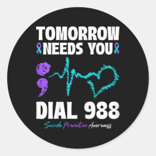 Suizidverhütung 988 Morgen braucht Mental H Runder Aufkleber