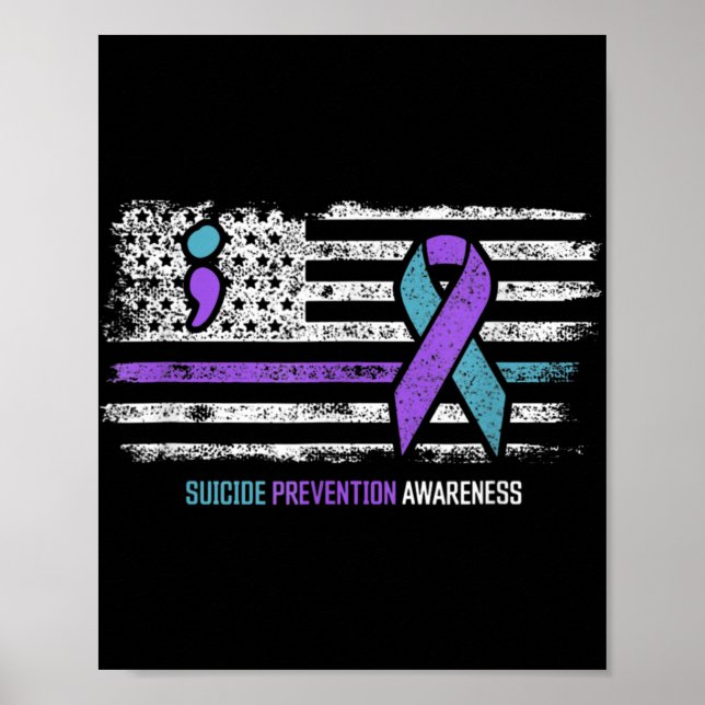 Suizidverhütung Amerikanische Flagge Selbstmordbew Poster (Vorne)