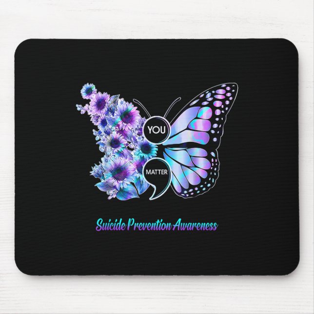 Suizidverhütung Semicolon Butterfly Mousepad (Vorne)