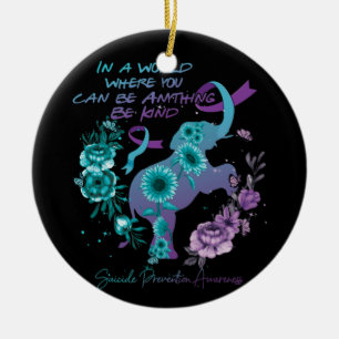 Suizidverhütung Sonnenblumen Elefant Aquamarin Li Keramik Ornament