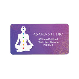 Sukhasna Pose Lila Mandala Chakra Adressenmarken Adressaufkleber