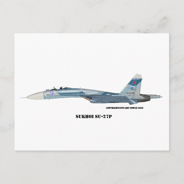 Sukhoi SU-27P Flanker Postkarte (Vorderseite)
