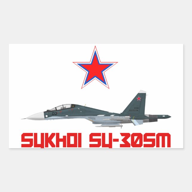 Sukhoi Su-30SM Russian Air Force VKS Rechteckiger Aufkleber (Vorderseite)