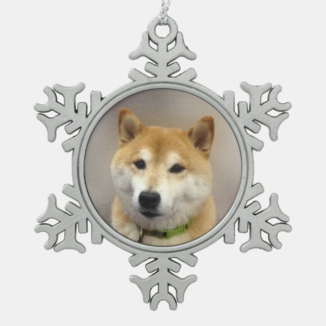 Suki Got Fotovorlage Schneeflocken Zinn-Ornament (Vorderseite)