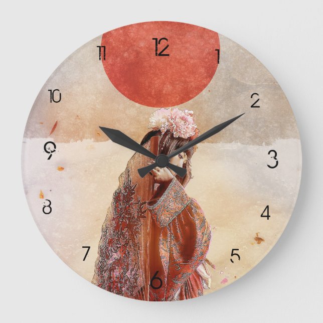 Sukiyaki große runde Uhr mit Zahlen (Vorderseite)