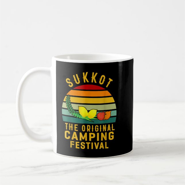 Sukkot Das Camping Festival Sukkah Lulav Kaffeetasse (Links)