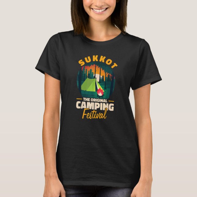 Sukkot Das Camping Festival Sukkah Lulav T-Shirt (Vorderseite)