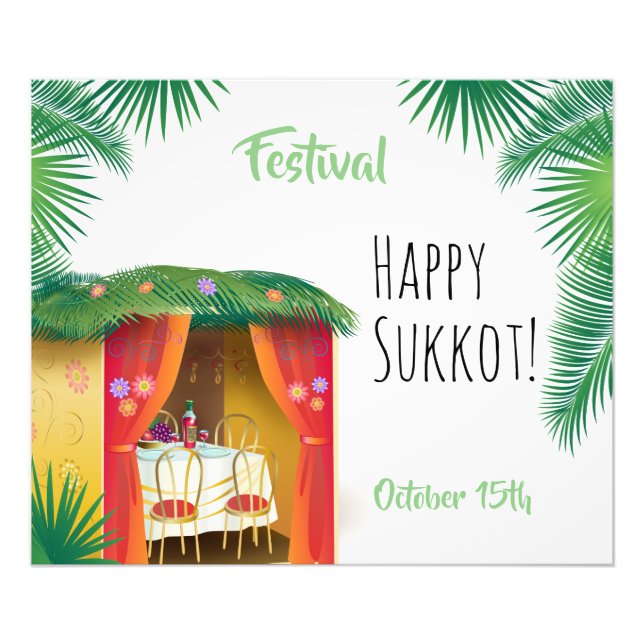 Sukkot Festival Party Sukkah Lulav & Etrog Dekorat Fotodruck (Vorne)