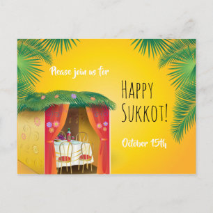 Sukkot Festival Party Sukkah Lulav & Etrog Einladu Postkarte