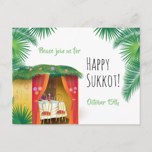 Sukkot Festival Party Sukkah Lulav & Etrog Einladu Postkarte