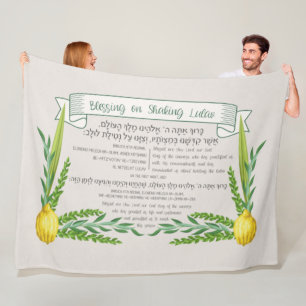 Sukkot Hebrew Segen für das Schütteln Lulav Sukkka Fleecedecke