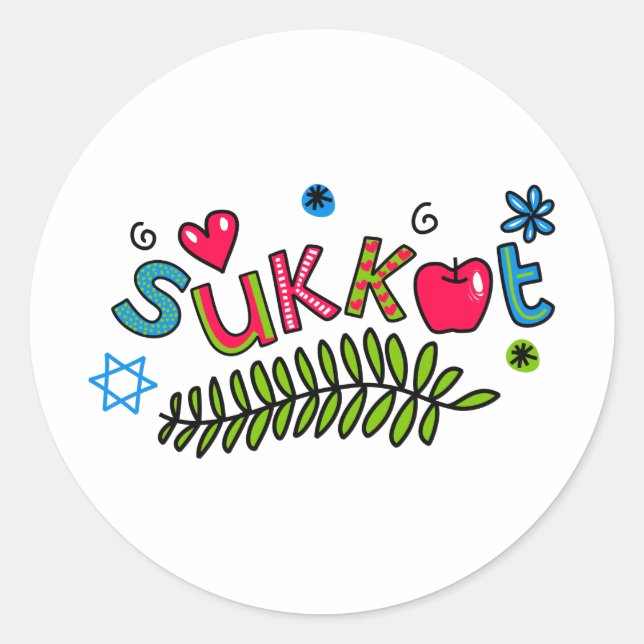 Sukkot Juwish Holiday Text Runder Aufkleber (Vorderseite)