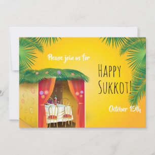 Sukkot Party Sukkah Lulav & Etrog Wassercolor Feiertagskarte