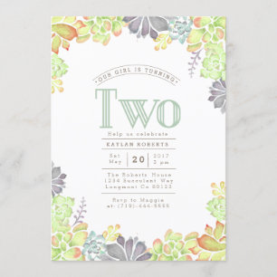 Sukkuläre Bliss Wasserfarbe   Einladung zur Geburt