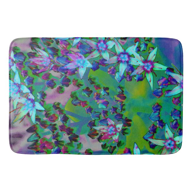 Sukkuläre Blume des Wassers, Lila und blau Badematte (Vorderseite)