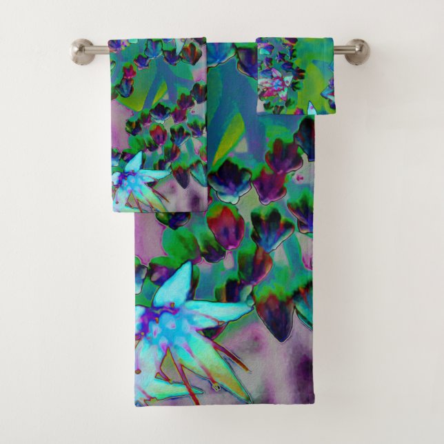 Sukkuläre Blume des Wassers, Lila und blau Badhandtuch Set (Insitu)