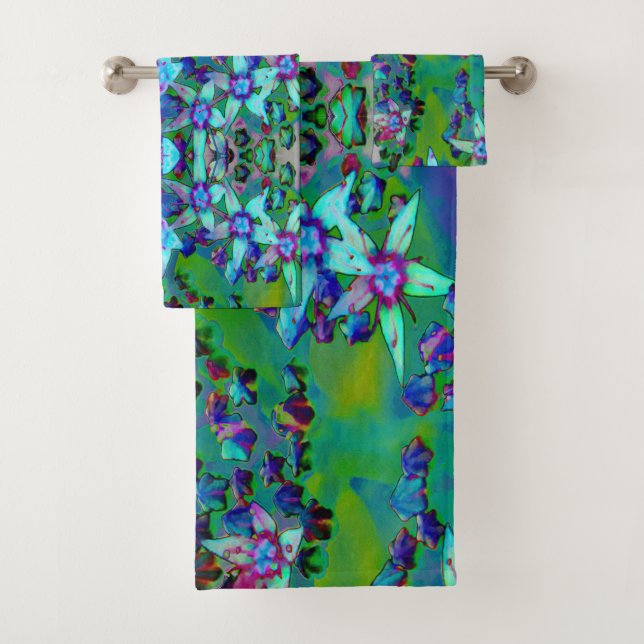 Sukkuläre Blume des Wassers, Lila und blau Badhandtuch Set (Insitu)