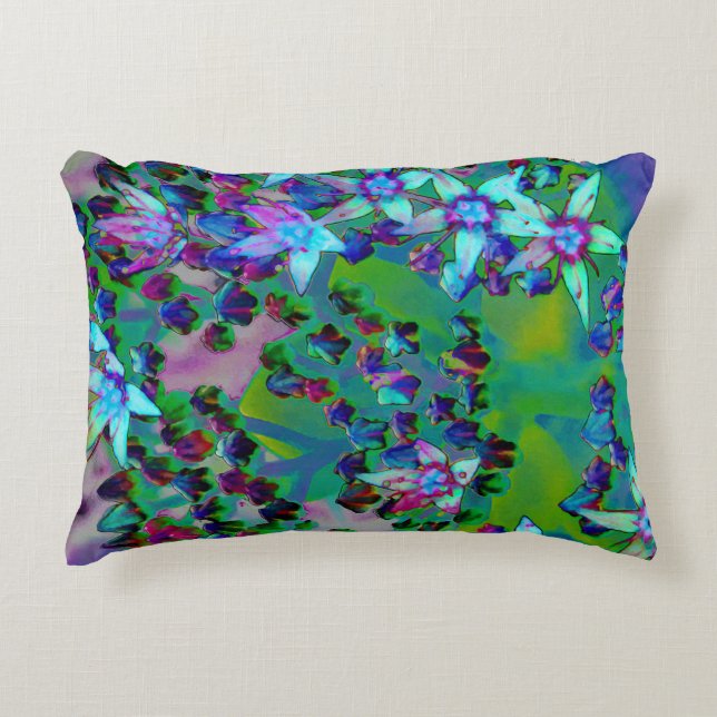 Sukkuläre Blume des Wassers, Lila und blau Dekokissen (Vorderseite)