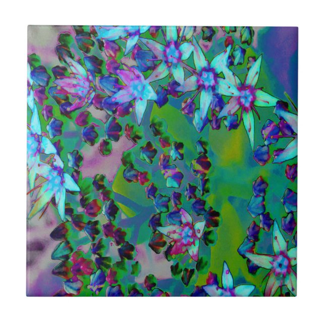 Sukkuläre Blume des Wassers, Lila und blau Fliese (Vorderseite)
