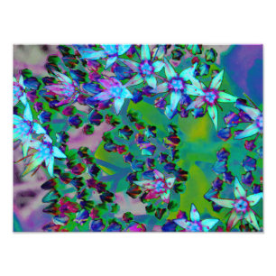 Sukkuläre Blume des Wassers, Lila und blau Fotodruck