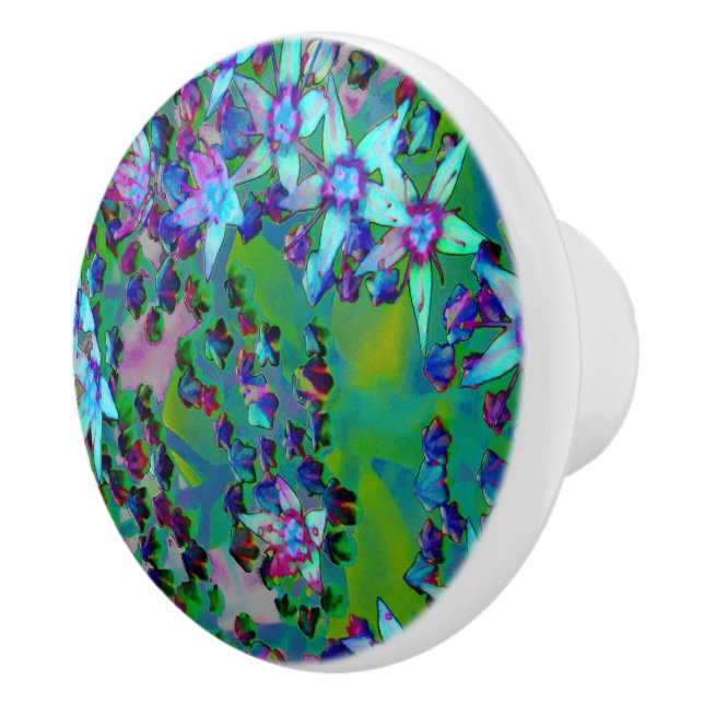 Sukkuläre Blume des Wassers, Lila und blau Keramikknauf (Rechts)