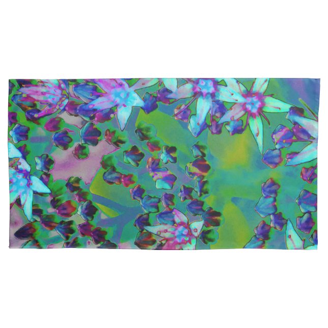 Sukkuläre Blume des Wassers, Lila und blau Kissenbezug (Vorderseite-Links)