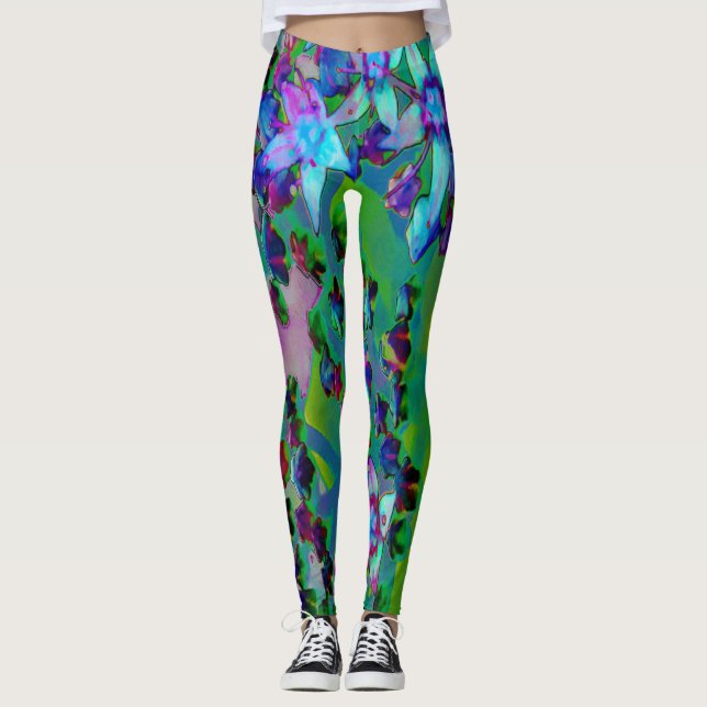 Sukkuläre Blume des Wassers, Lila und blau Leggings (Vorderseite)