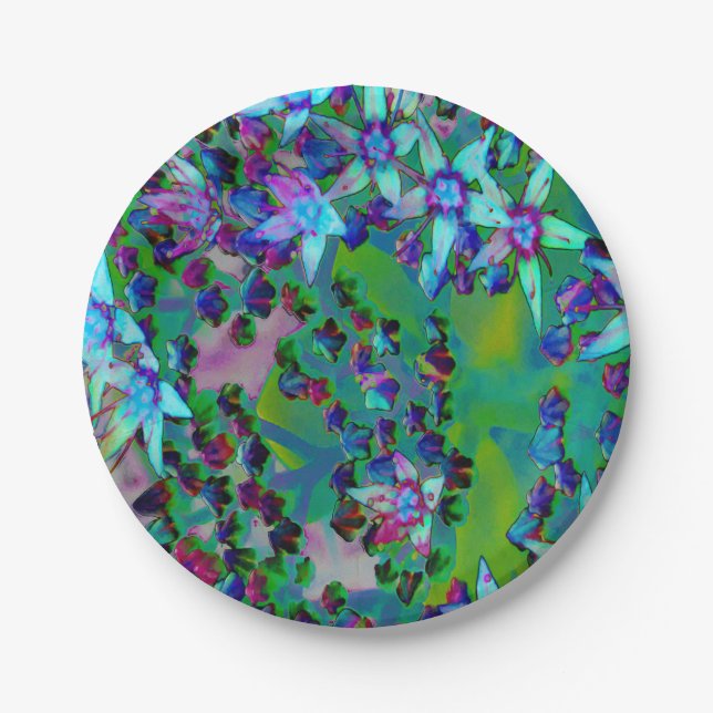 Sukkuläre Blume des Wassers, Lila und blau Pappteller (Vorderseite)