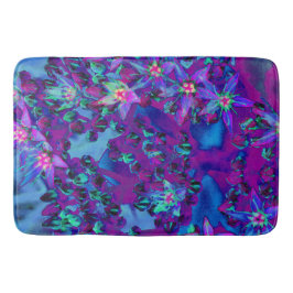 Sukkuläre Blume in Aquamarin, Magenta und Blau Badematte