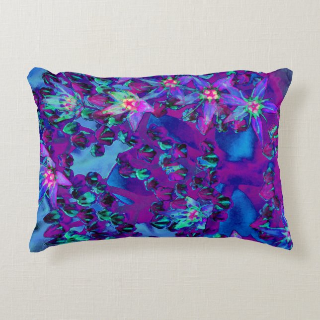 Sukkuläre Blume in Aquamarin, Magenta und Blau Dekokissen (Vorderseite)
