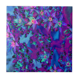 Sukkuläre Blume in Aquamarin, Magenta und Blau Fliese