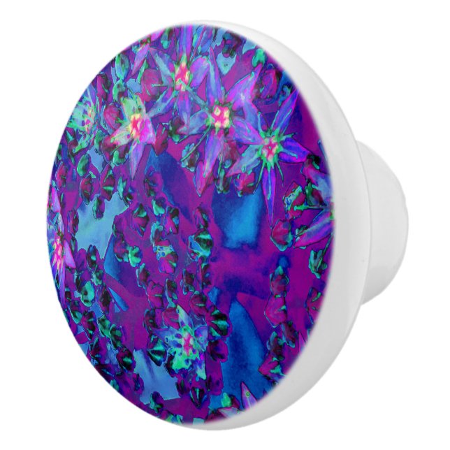 Sukkuläre Blume in Aquamarin, Magenta und Blau Keramikknauf (Rechts)