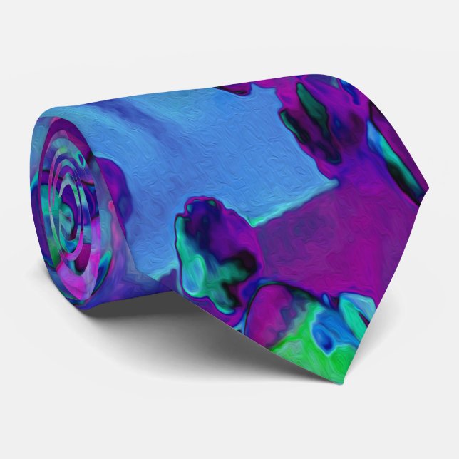 Sukkuläre Blume in Aquamarin, Magenta und Blau Krawatte (Gerollt)