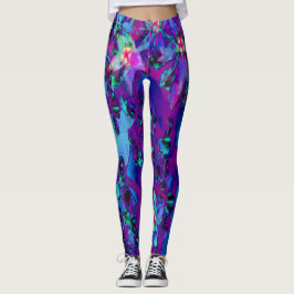Sukkuläre Blume in Aquamarin, Magenta und Blau Leggings