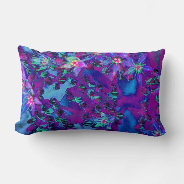 Sukkuläre Blume in Aquamarin, Magenta und Blau Lendenkissen (Vorderseite)
