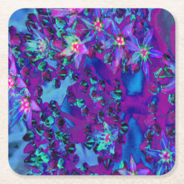 Sukkuläre Blume in Aquamarin, Magenta und Blau Rechteckiger Pappuntersetzer