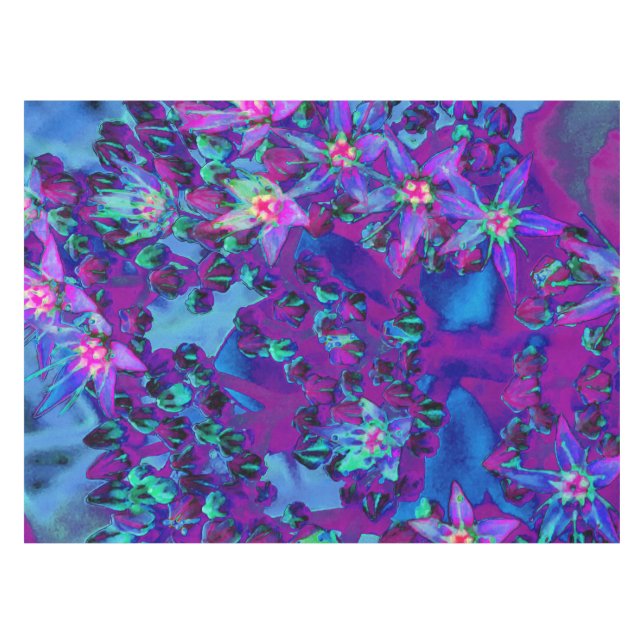Sukkuläre Blume in Aquamarin, Magenta und Blau Tischdecke (Vorderseite (Horizontal))