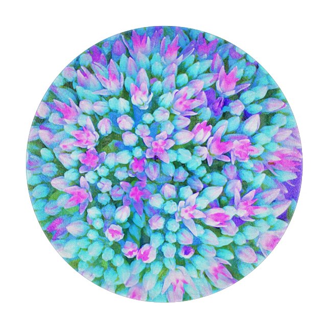Sukkuläre Blume in Blau und Heiß-Rosa Schneidebrett (Vorderseite)