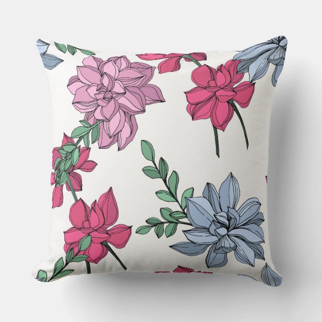 Sukkuläre Blütenpastellfarben arbeiten blau, rosa  Kissen (Vorderseite)