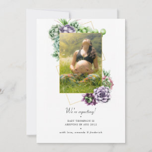 Sukkuläre geometrische Foto-Schwangerschaft Ankündigung