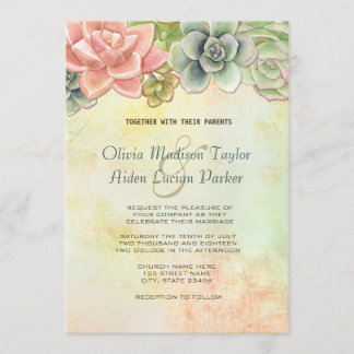 Sukkuläre Hochzeit von Wasserfarben - Option 2 Einladung