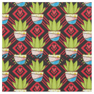 Sukkuläre Pflanze Herz Geometrisches Muster Stoff
