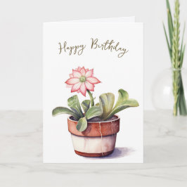 Sukkuläre Pflanze mit Blume zum Geburtstag Karte