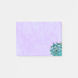 Sukkuläre Wasserfarbe auf dem Lavendel Post-it Klebezettel