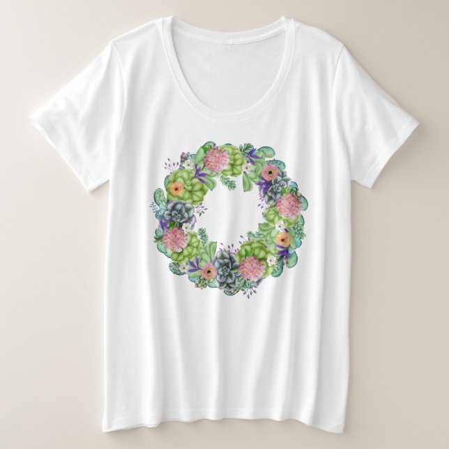 Sukkulärer Blumenstrauß Große Größe T-Shirt (Design vorne)