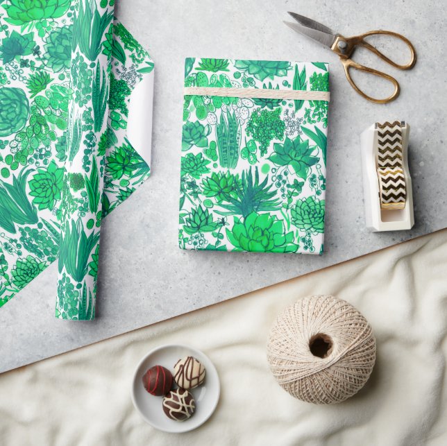 Sukkulärer Garten Geschenkpapier (Basteln)
