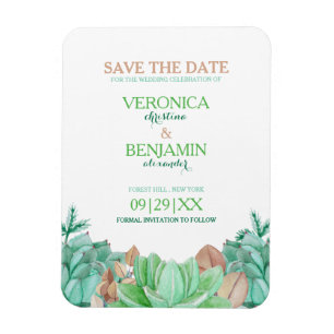 Sukkuläres Bouquet Botanisches Save the Date Magnet